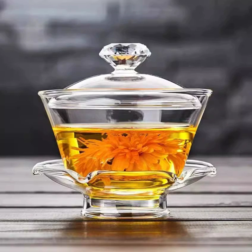 Glass tea set, big transparent teapot handmade, tea cup, increased thickness