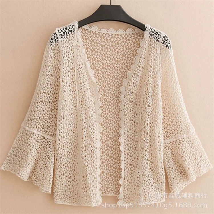 Женская пляжная накидка с длинным рукавом, one size (длина 65 см), защита от солнца, лёгкая
