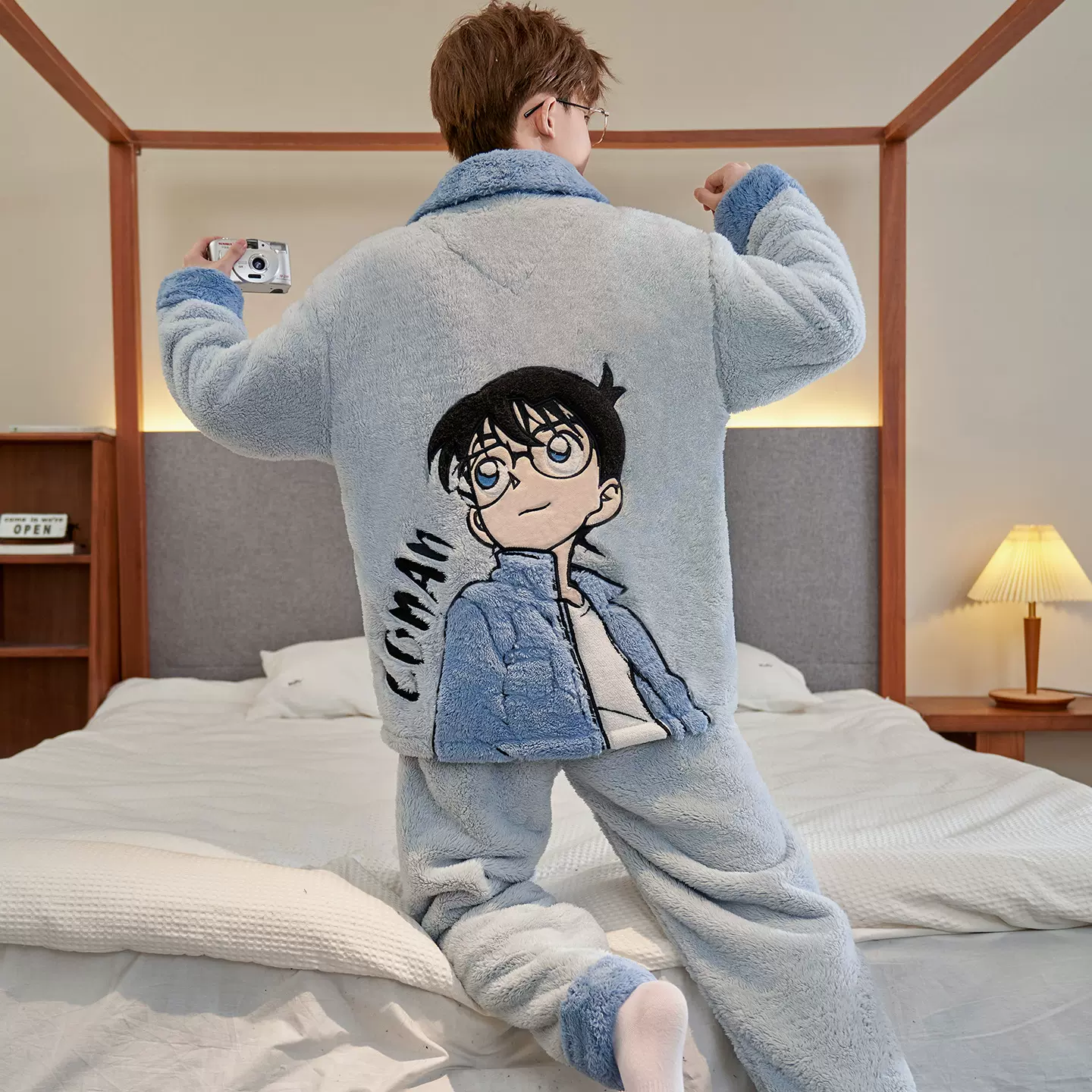 【大桔严选】翻领珊瑚绒睡衣男冬季加厚加绒保暖秋冬款卡通冬天家