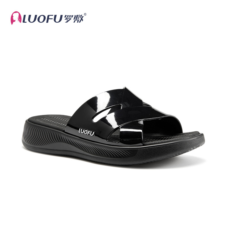 Luoshu2025 nuevas zapatillas de base suave antideslizante para damas interiores y exteriores de fondo grueso para el hogar de moda no olor a los pies resistentes al desgaste
