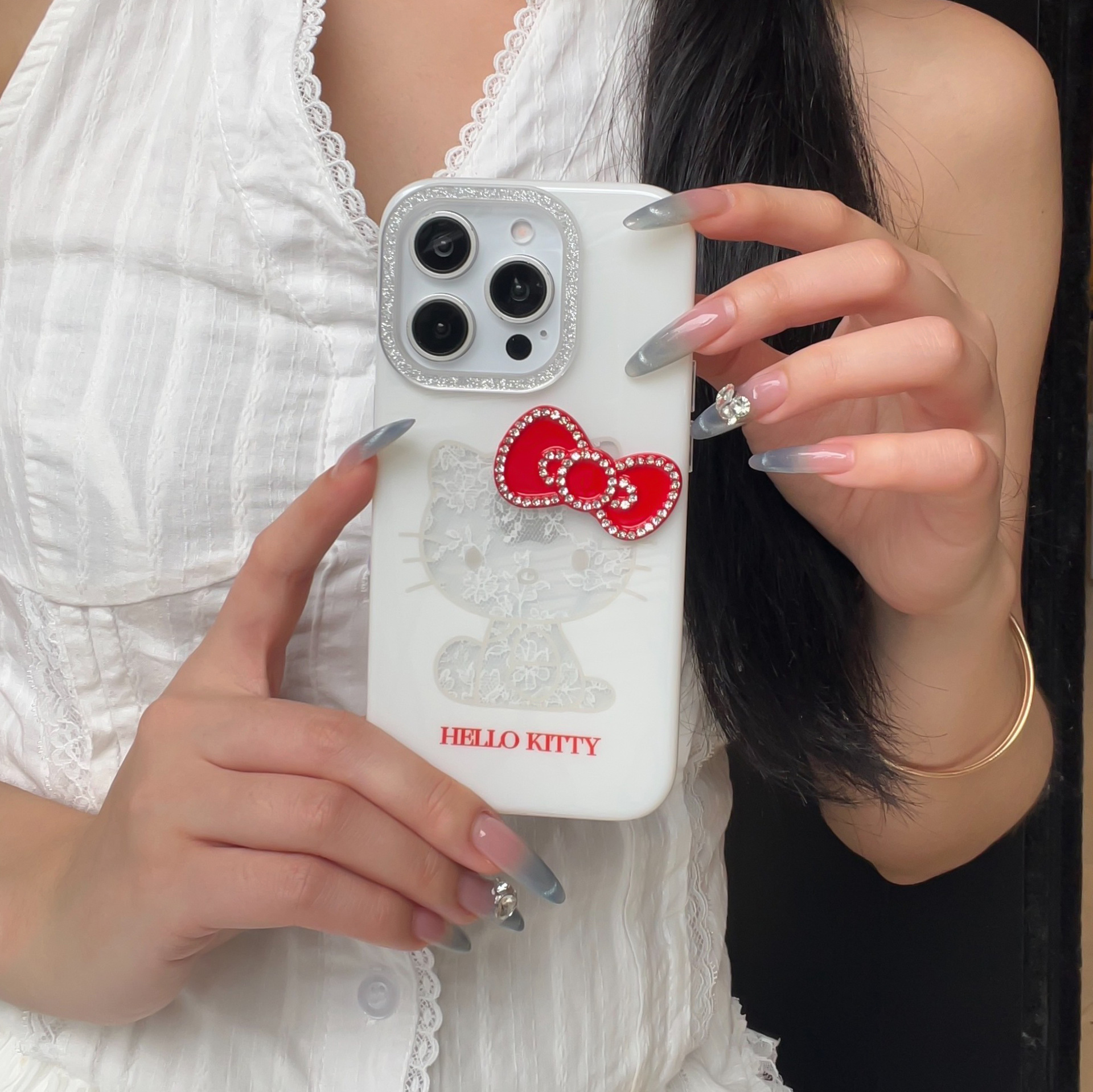 Girl Heart ins Encaje Bowkt Kt Aplicable iPhone16ProMax/15 Funda para teléfono Apple 14 Nuevo 13