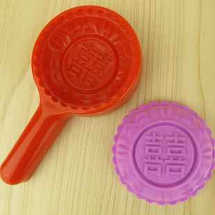 Red Turtle Cake Seal Plastic Stereo Pastry Fruit Seal Red Ball Seal Mooncake Mold Double Happiness Cake Seal Food Baking Cake Plate Seal
