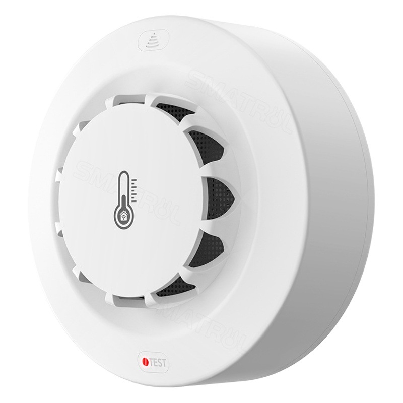 Detector de humo con medidor de temperatura y humedad WiFi Zigbee, sensor de humo inteligente Tuya para el hogar.