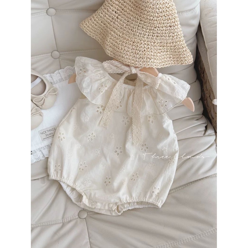 Bebé bebé verano princesa mamelucos ropa de luna llena bebé flor hueca súper lindo estilo delgado fuera de pedo