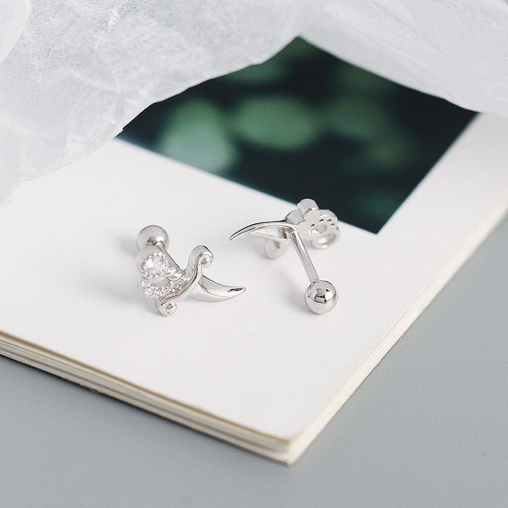 Géométrique Mode Argent Sterling 925 Gemme Placage Des Boucles D'Oreilles Boucles D'Oreilles display picture 3