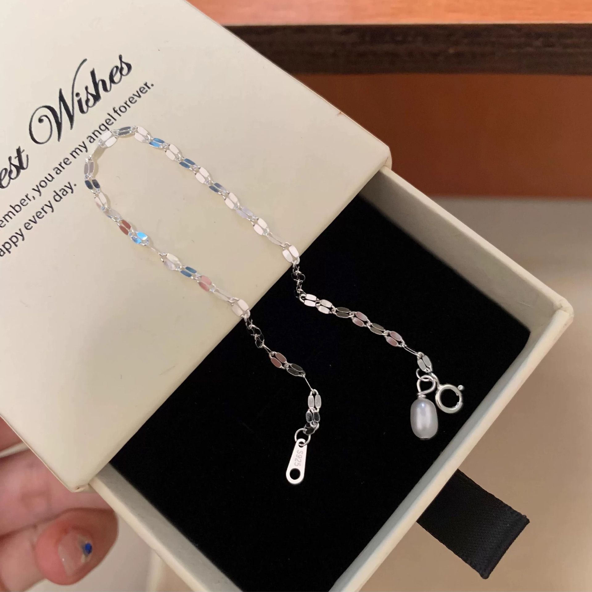 Women's Gender 1 Piece 925 Sterling Silver Geometric 925 Sterling Silver Coffee Bean Chain Bracelets