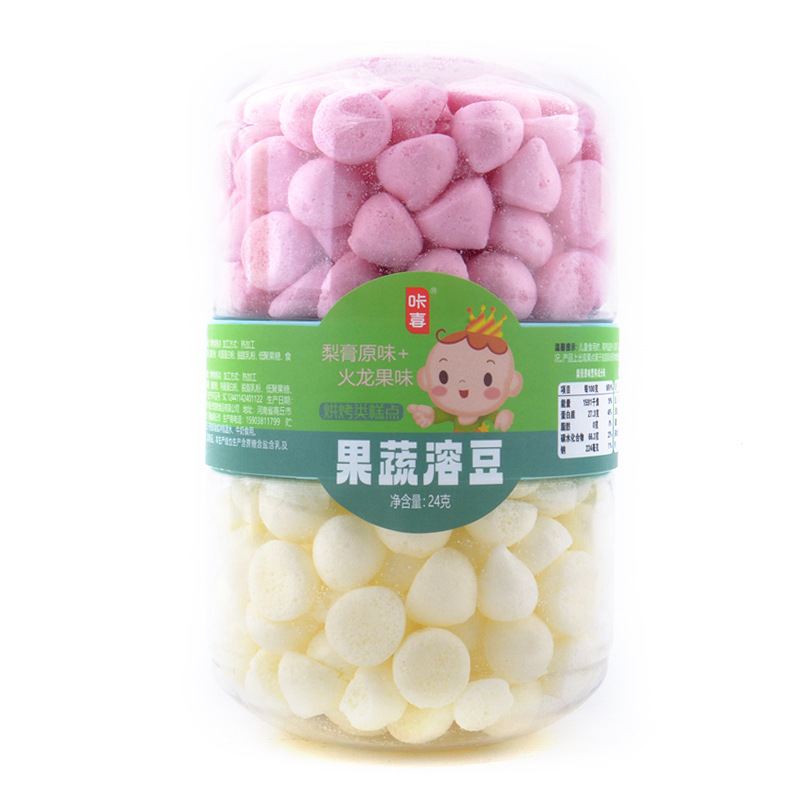 咔喜果蔬溶豆24g罐装儿童零食烘烤类糕点水果+梨膏味小奶豆双拼味