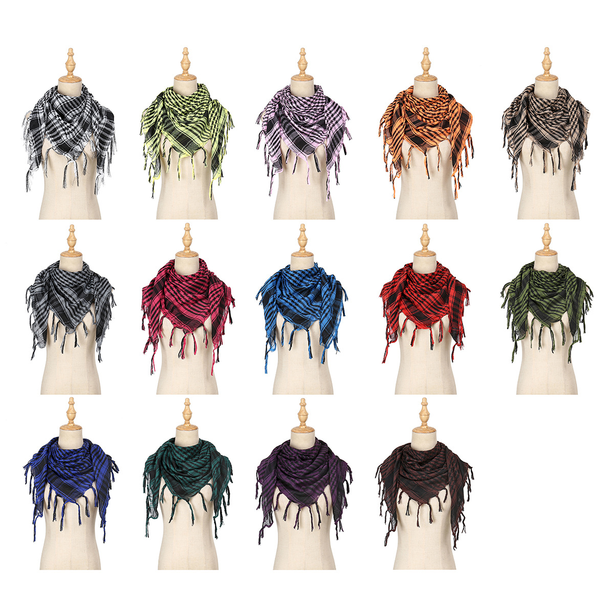 151g Weight Scarf, Kerchief Classification Unisex Classic Style Lattice Polyester Scarf Kerchief