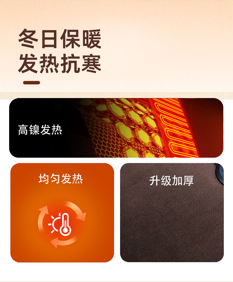 Cross-border new car heated seat cushion, winter warming small square cushion, short plush heated pad, USB-powered seat pad, single piece