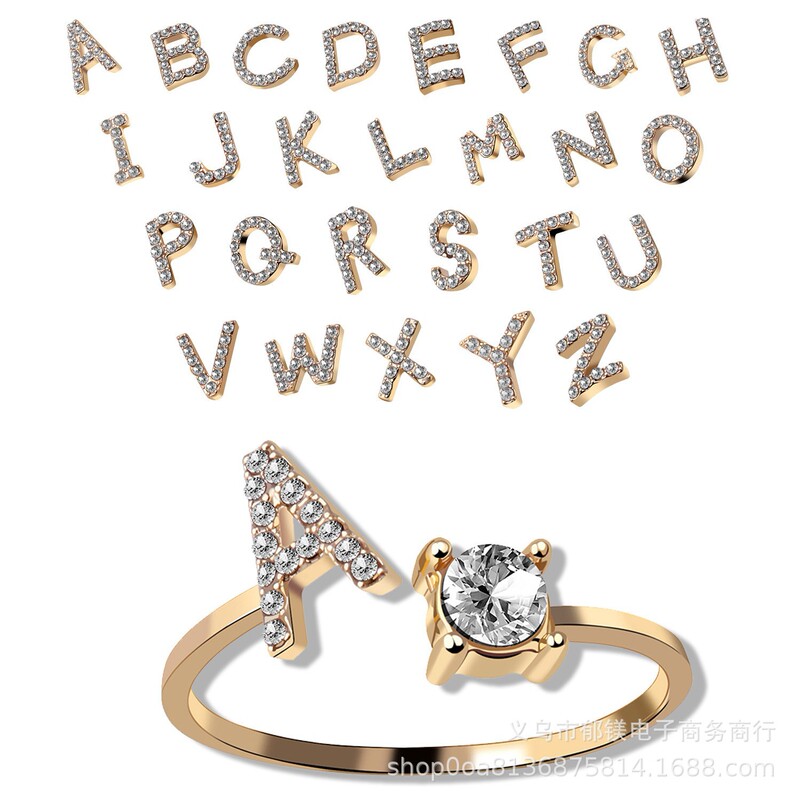 Thousands of Repeat Purchases: Ring Jewelry, Creative Adjustable Open Rings for Women, 26-Letter Rings Wholesale