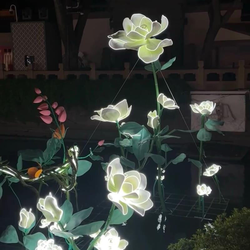 Al aire libre impermeable luminoso papel EVA flor de arte ventana de centro comercial belleza decoración flor lámpara de boda automática