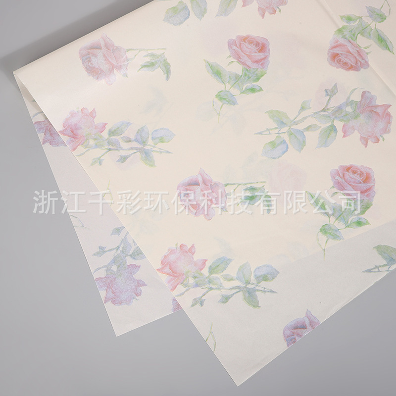 Papel de embalaje de impresión de Rosa dulce de estilo coreano papel de embalaje de flores frescas caja de regalo forro a prueba de humedad suministros de papel de almohadilla