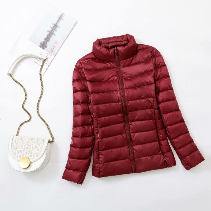 Light and thin down jacket women's 2022 new short white duck down fashion autumn and winter plus large size stand collar jacket