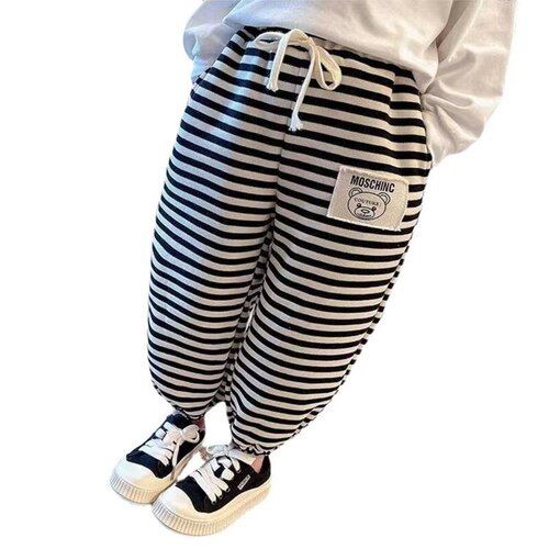 Spring and Autumn Children's Striped Versatile Sweatpants for Girls and Boys, Loose Casual Pants for Kids, Wholesale Korean Style
