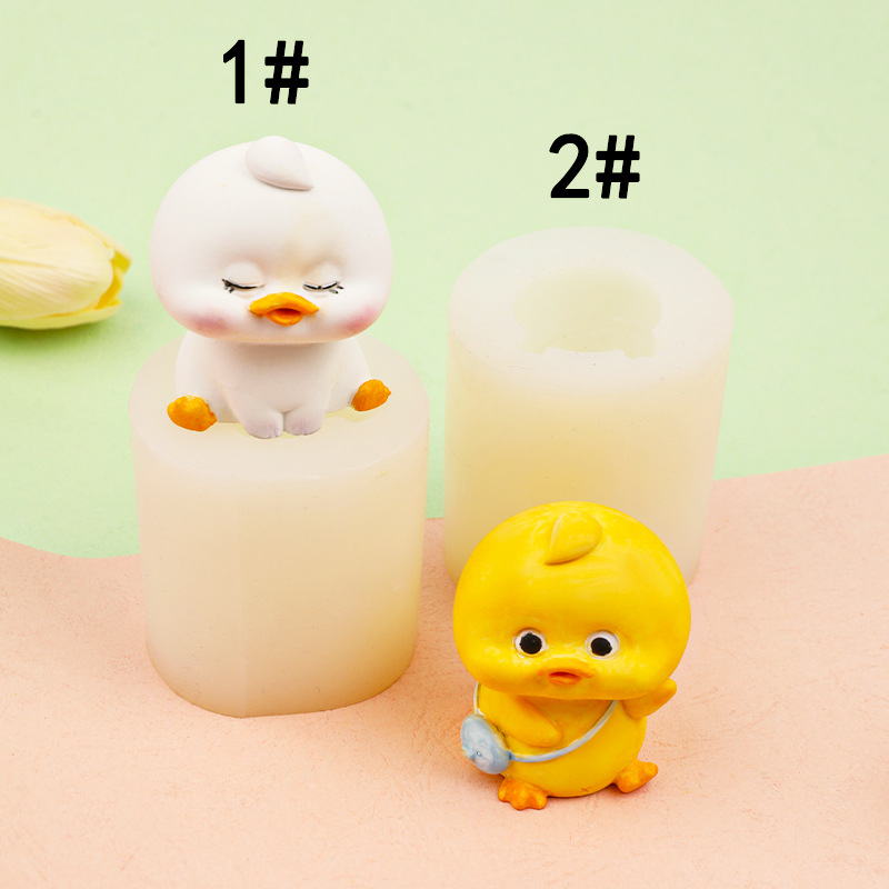 DIY lindo pequeño pato decoración tridimensional molde de silicona aromaterapia yeso vela decoración del coche molde del cubo de hielo