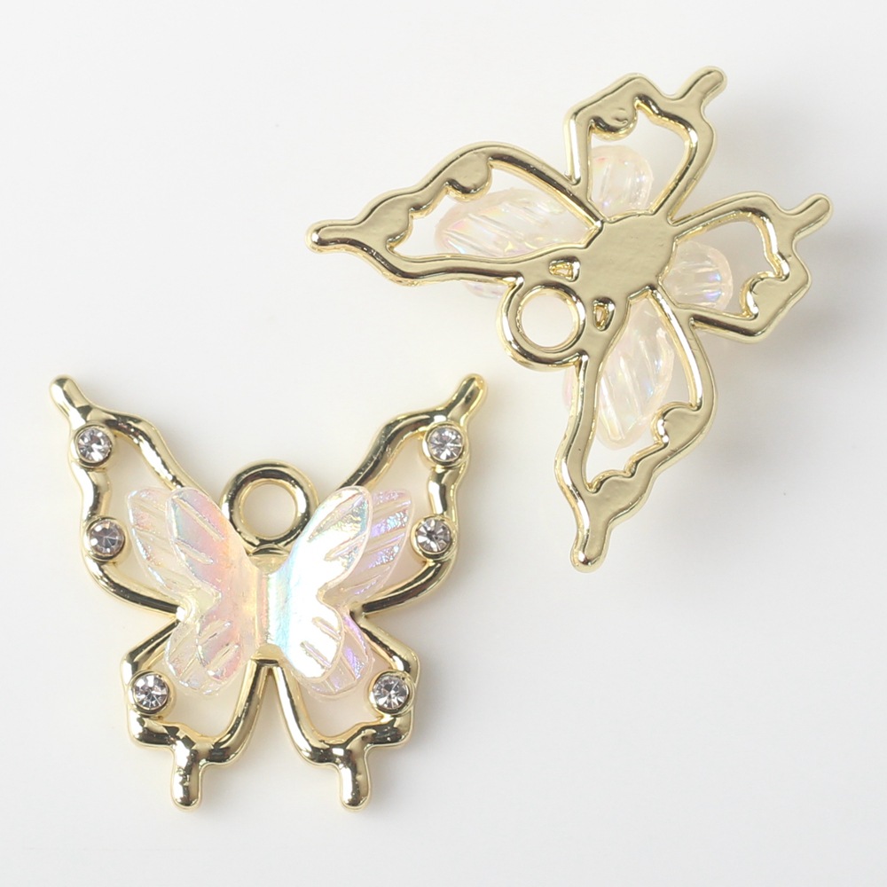 10 Pcs/package Ig Style Sweet Butterfly Alloy Resin Plating Inlay Jewelry Accessories display picture 1