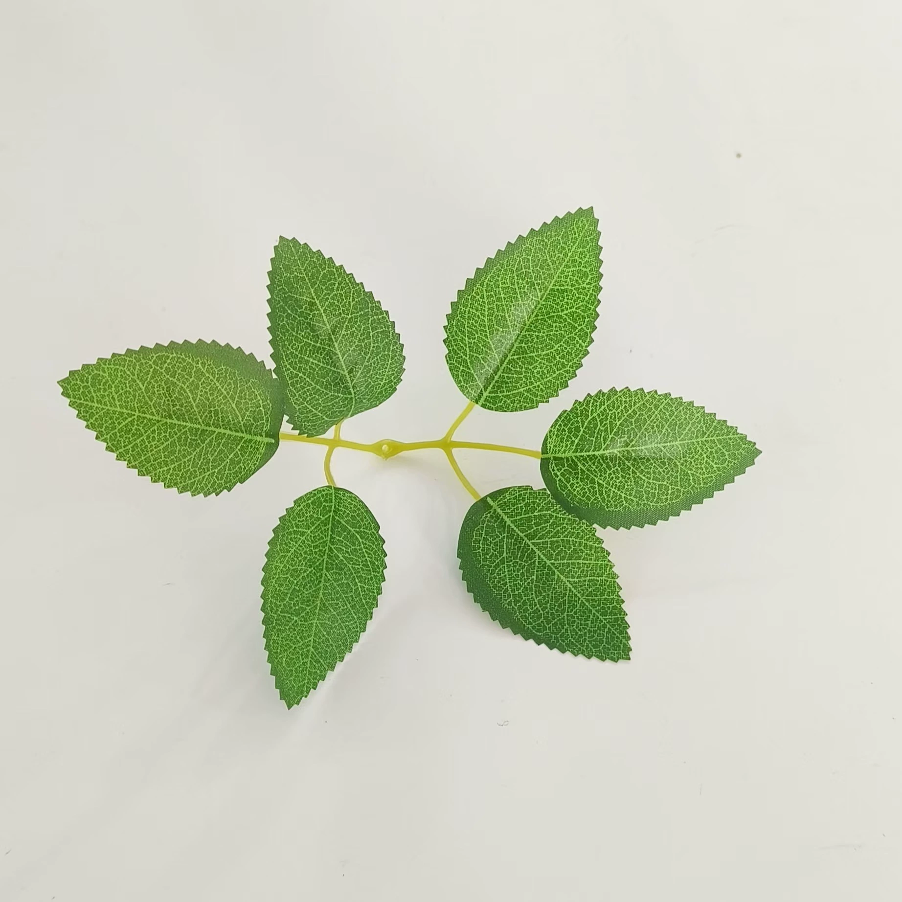 Factory green leaves artificial plant with 3-prong 5-prong 6-prong rose leaf artificial plant accessory rose leaf