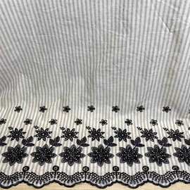 色织条纹棉线绣花面料 棉布花边童装女装 上衣连衣裙服装绣花布料