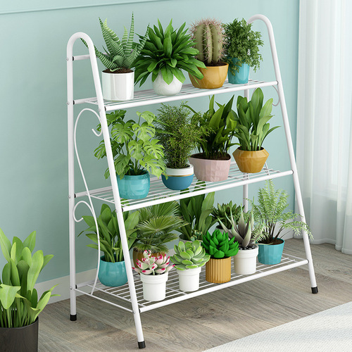 Floral Frame Iron Living Room Indoor Balcony Floor Standing Multi-layer Flower Stand Display Shelf Simple Modern Step Planter Ficus