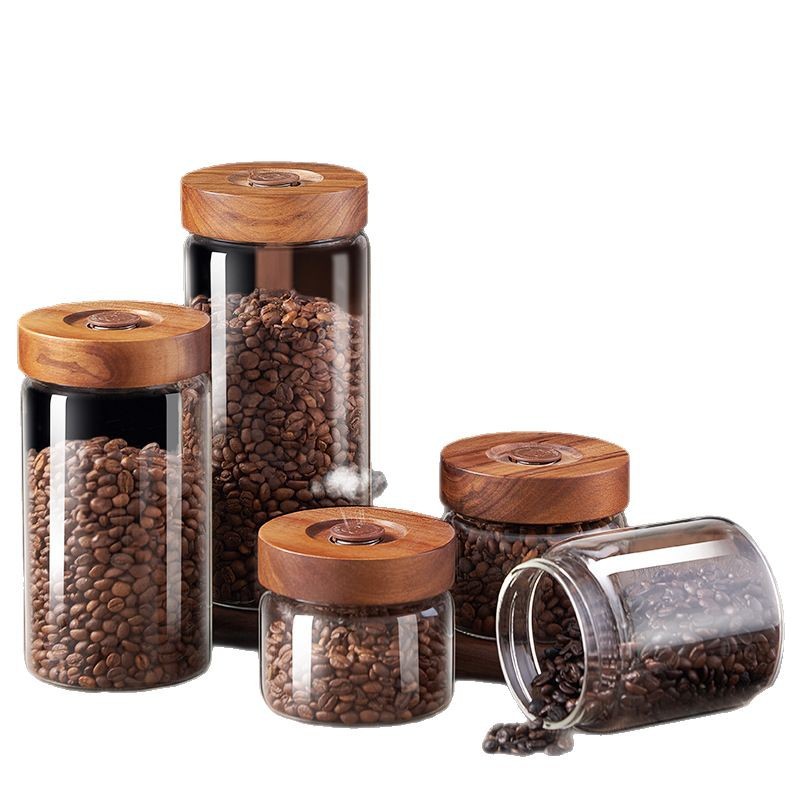 Tanque de almacenamiento de granos de café de grado alimenticio, tanque de sellado de vidrio, tanque de almacenamiento especial para polvo de café, cáscara de naranja de té, tanque de almacenamiento y botella