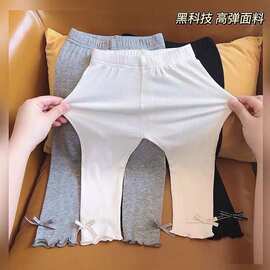 女宝宝春夏薄款儿童打底裤女童韩版弹力裤中腰蝴蝶结休闲长裤子