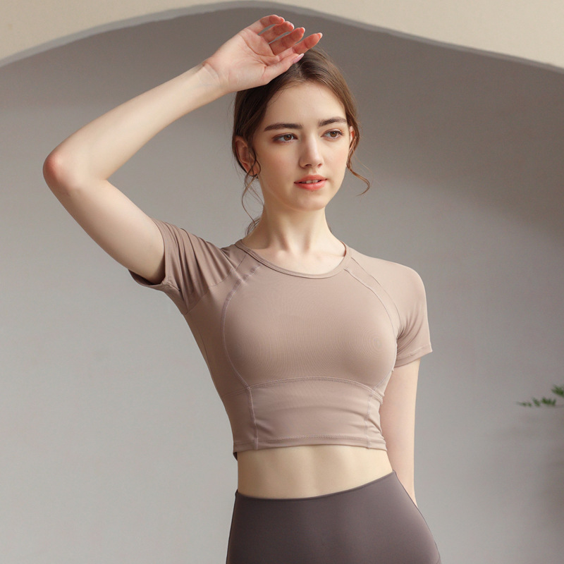 Sports Tops, Women's Short-Sleeved T-Shirts, Quick-Drying Running Tight-Fitting Slimming Pants, Yoga Clothes, Pilates Fitness Clothes Set Sports Tops, Women's Short-Sleeved T-Shirts, Quick-Drying Running Tight-Fitting Slimming Pants, Yoga Clothes, Pilates Fitness Clothes Set