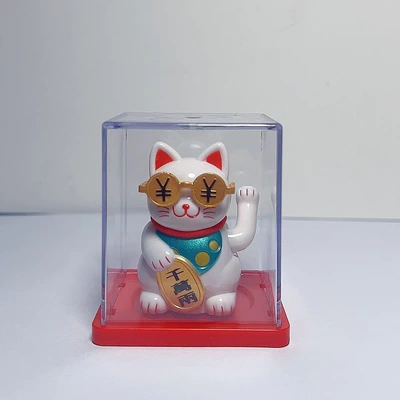 Car ornaments — Ornament New Year Gift Cake Decoration - 25inch-668cm-8025-two-inch-lucky-cat-figurine-with-glasses-white