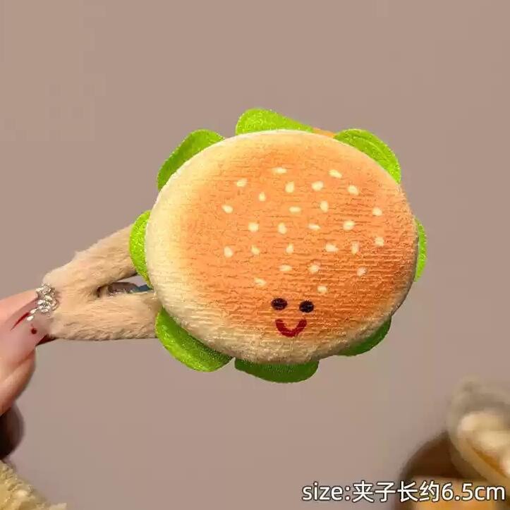 食品コーヒー色の漫画かわいいハンバーガーヘアピン女性の前髪クリップトーストパンヘアピン子供の細い髪 bb クリップ頭飾り|undefined