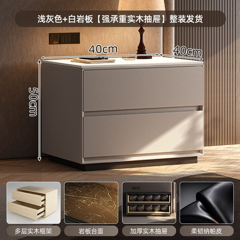 Armario de almacenamiento de mesita de noche todo en uno 2025 nuevo armario de almacenamiento de dormitorio doméstico de gran tamaño armario italiano de madera maciza de lujo ligero