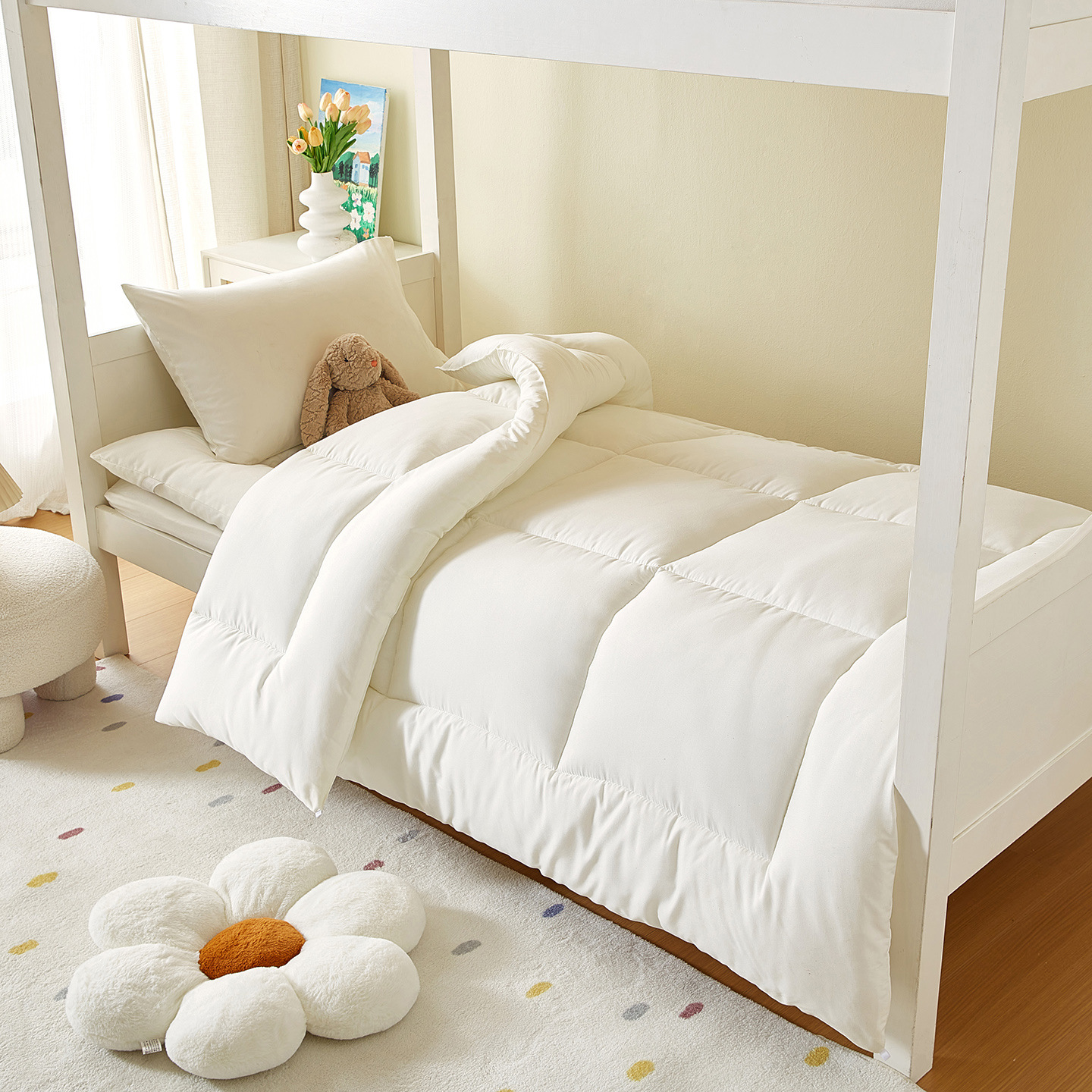 Class a Raw Cotton Washed Cotton 2025 New Student Dormitory Quilt Mattress Pillow Core Three-Piece Set Four-Season Warm Quilt