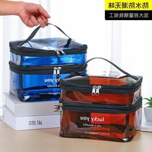 网红双层透明化妆包女大容量便携洗漱包盒防水化妆品旅行收纳袋