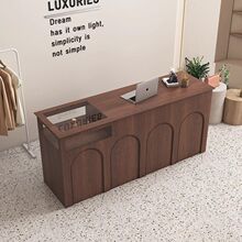 韩系买手服装店复古收银台童装女装店咖啡花包甜品店吧台前台黑色