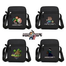 我的世界卡通印花男孩女孩小方包休闲流行可爱手机单肩包