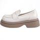 White round toe retro British style thick-soled leather shoes for women 2023 new summer all-match loafers