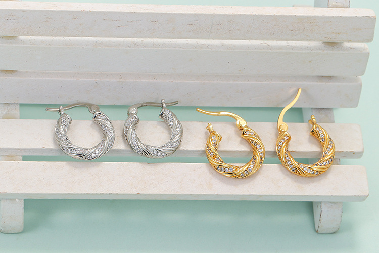 Earrings Classification Housewarming, Anniversary, Business, Wedding, Travel, Birthday, Festival Occasion Korean Version Of New Full Diamond Circle Copper Earrings