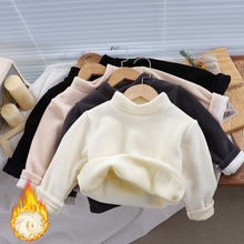 秋冬新款儿童一体绒打底衫男童女童保暖上衣宝宝立领加绒加厚卫衣