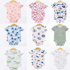 ins嬰兒短袖包屁衣寶寶可愛動物圖案包屁衣新生兒純棉印花 連體衣