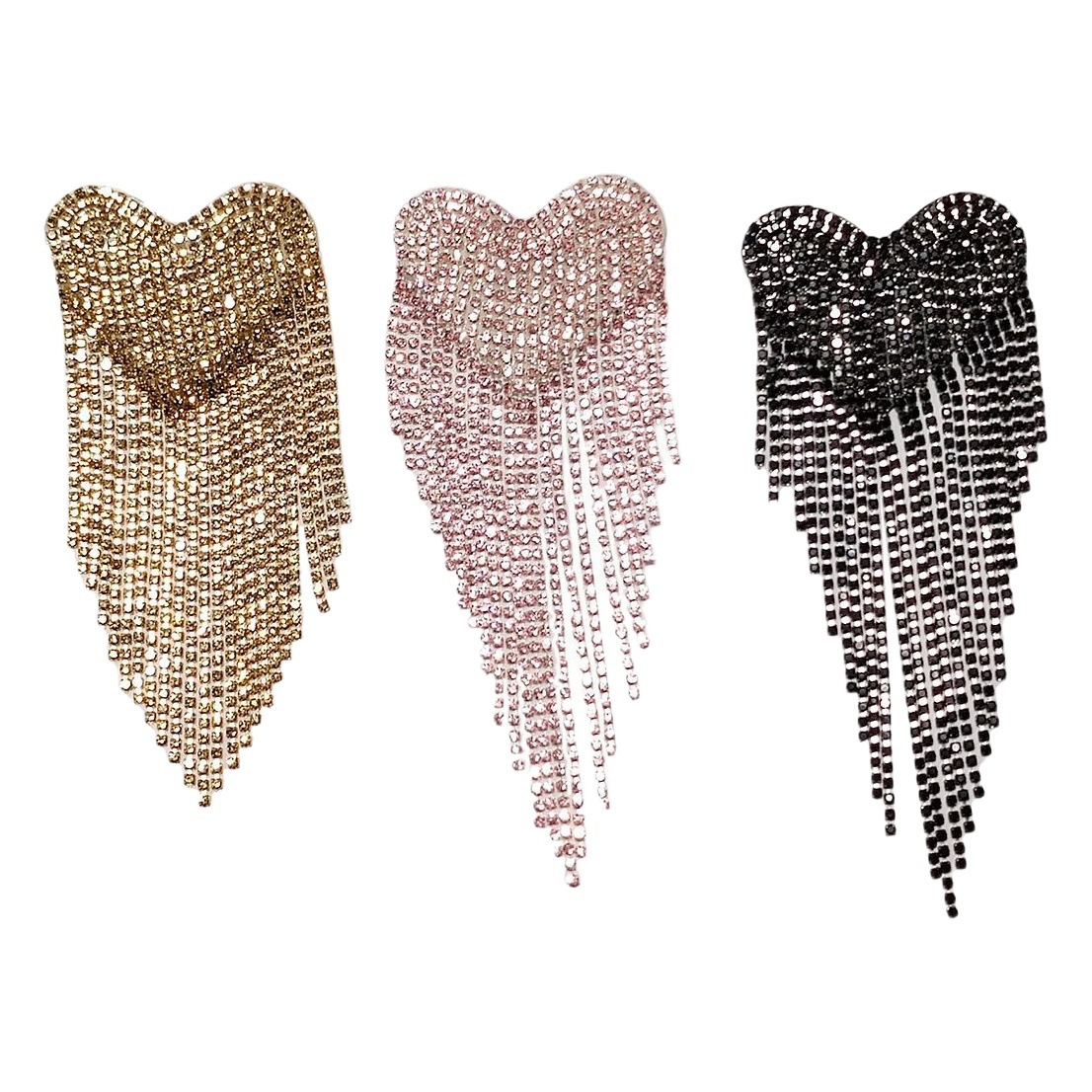 En stock amor caliente hecho a mano con cuentas borla Cadena de diamantes pegatinas de tela accesorios de Ropa Decoración parche pegatinas DIY al por mayor