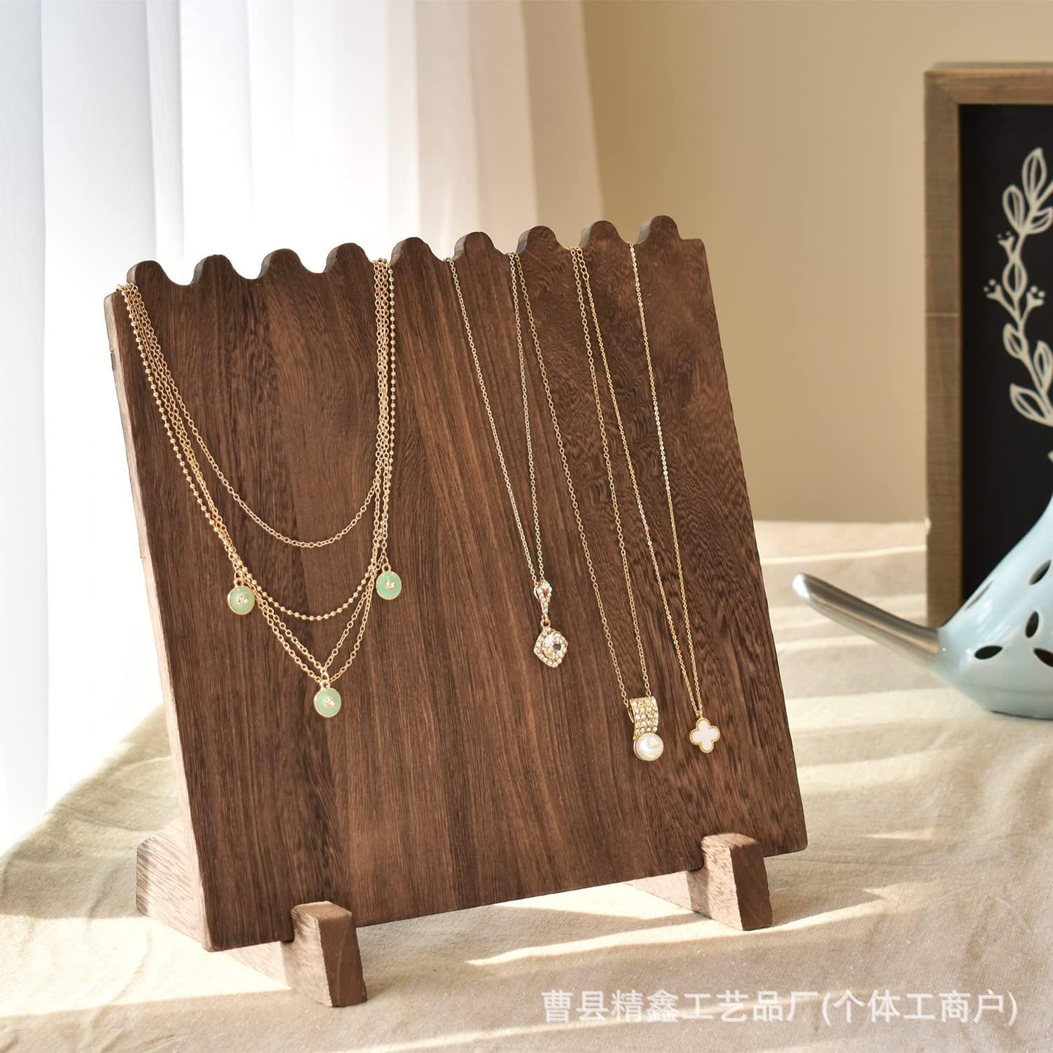 亚马逊热卖木质木板8条项链展示架项链收纳架珠宝展示架黑色