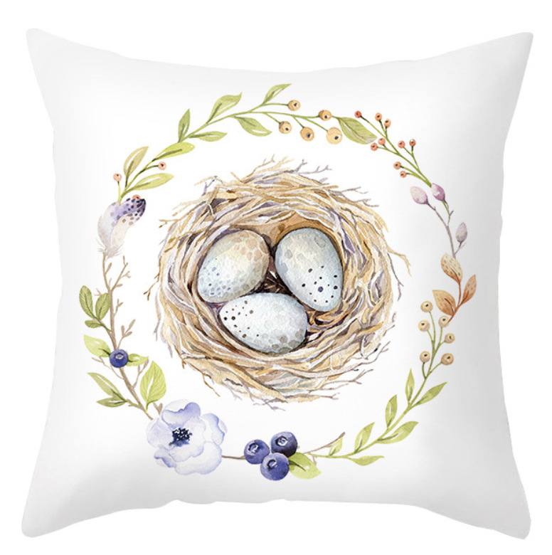Amazon lino transfronterizo corto peluche conejo de Pascua acuarela guirlandas decorativas para el hogar almohadilla de almohada