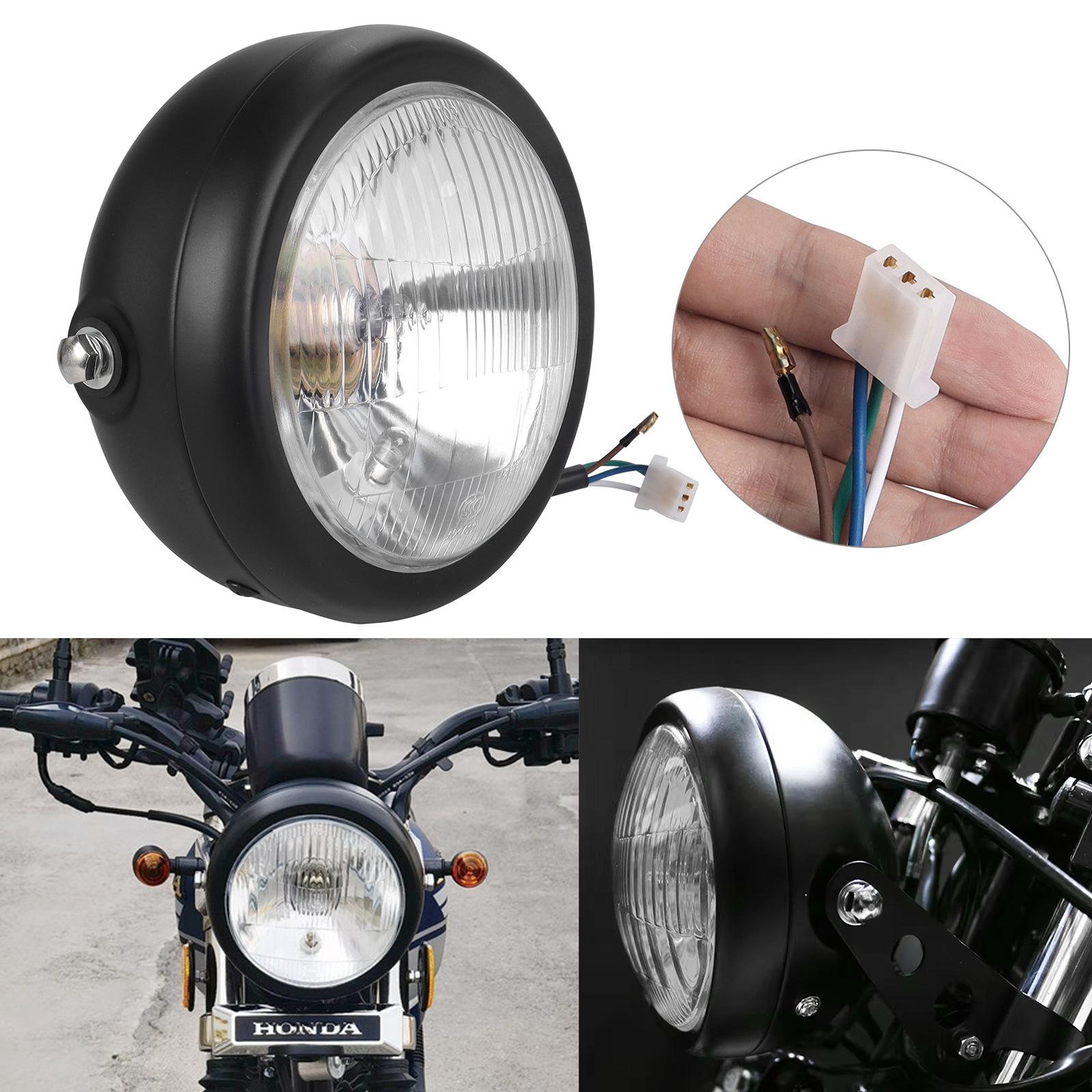 CG125 GN125 Retro Motorcycle Accessories Side Mount 6.5 inch Headlight