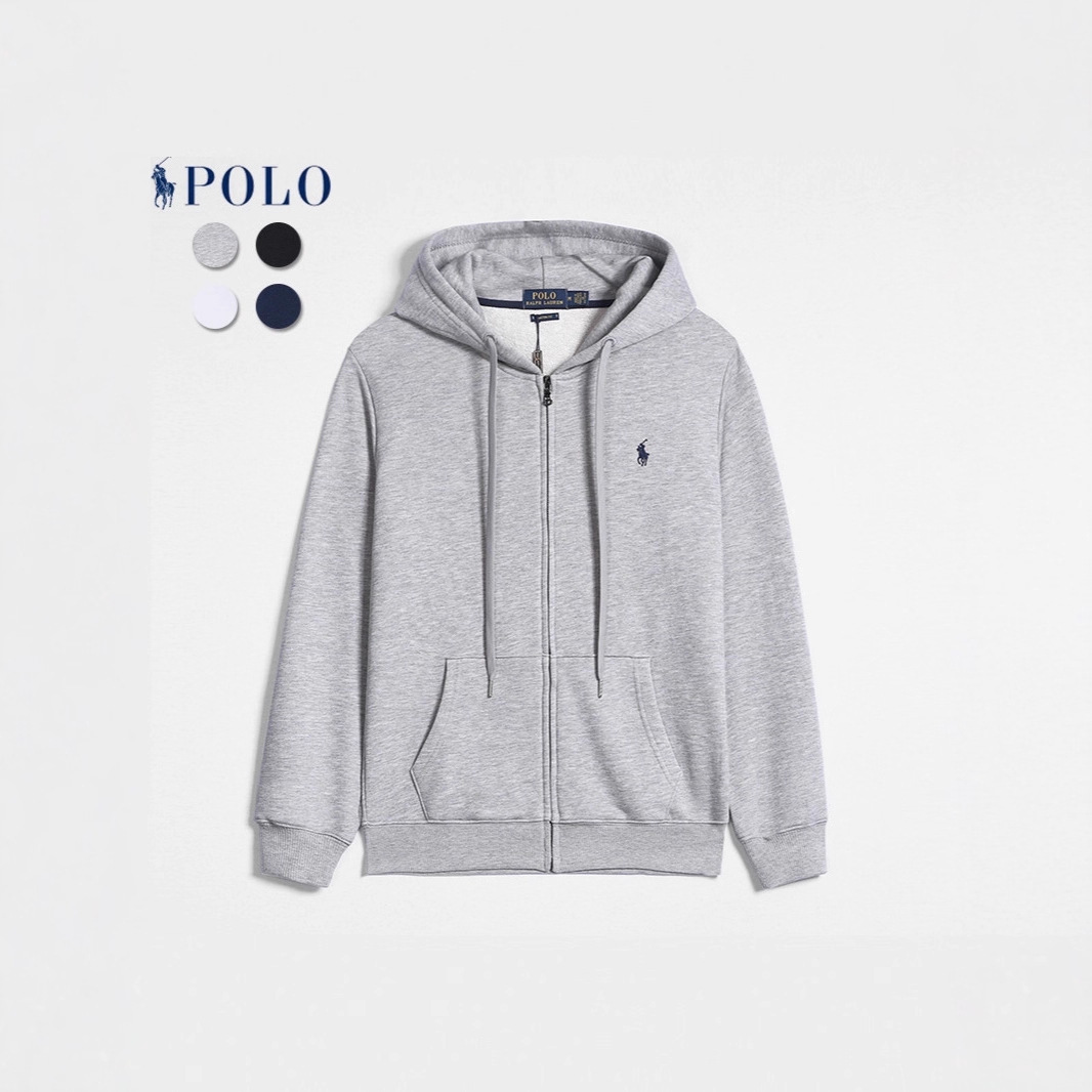 Cross-Border Men's Sweatshirt Spring and Autumn Style Hooded Cardigan Sweatshirt Casual Embroidered Pony Solid Color Sweatshirt