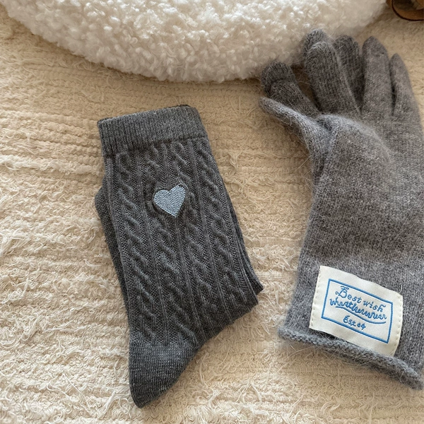 10 colors gray and blue thickened models-cotton socks, twist, gray and blue love hearts