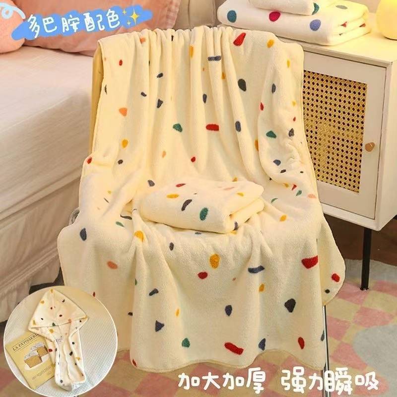 Bath Towel for Women 2025 Cute Hair Drying Cap Polka Dot Bathing High Appearance Can Be Wrapped Summer Adult Princess Style Coral Velvet Quick Drying
