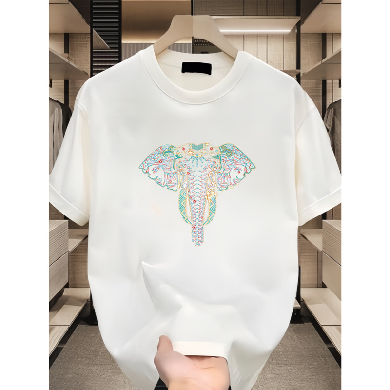 Hochwertiges, neues, kurzes T-Shirt aus reiner Baumwolle für den Sommer, vielseitiges Unterhemd mit halblangen Ärmeln für Herren in lockerer Passform_voghion.com