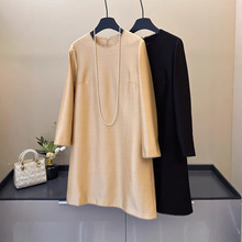 衣录气质穿搭~巨好看连衣裙真丝羊毛中长款长袖宴会礼服一件代发