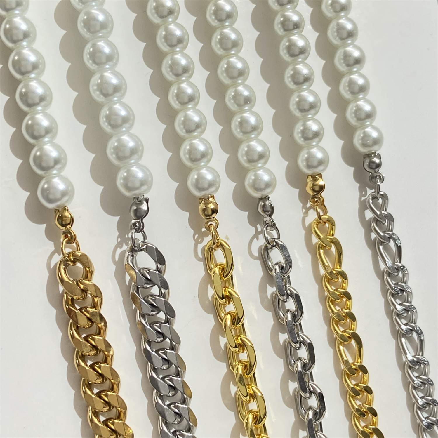 Necklace pearl hip-hop style stainless steel