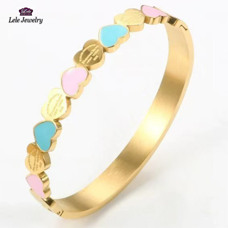2022 moda ins colorido amor titanio pulsera de acero de alta gama elegante estilo preppy pulsera de acero inoxidable joyería popular