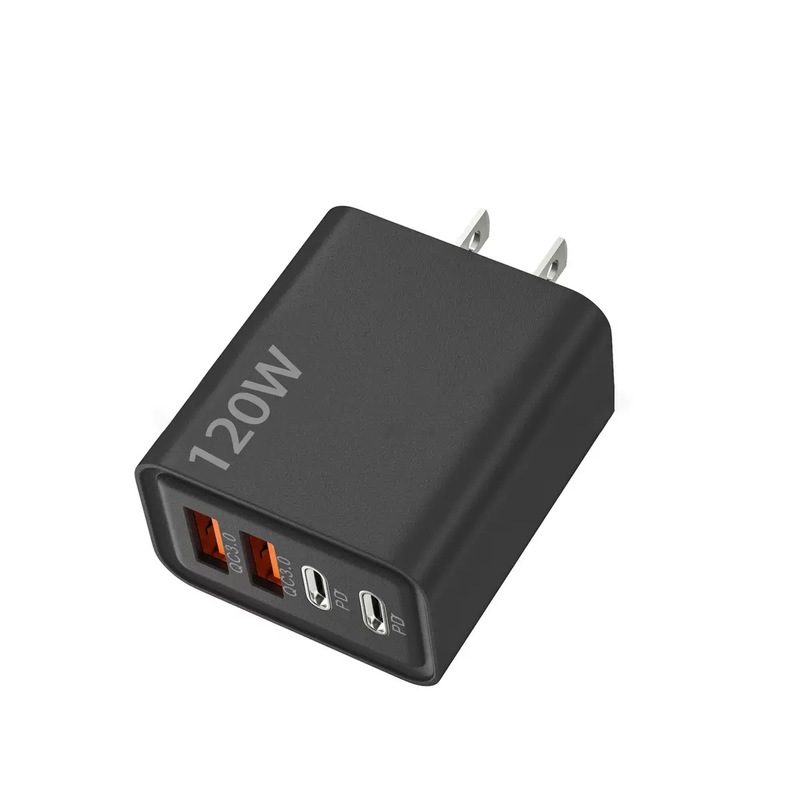 120W デュアルPD+デュアルUSBマルチポート充電器、Huawei、Apple携帯電話に適しています、欧州規格と米国規格のマルチポート充電ヘッド|undefined