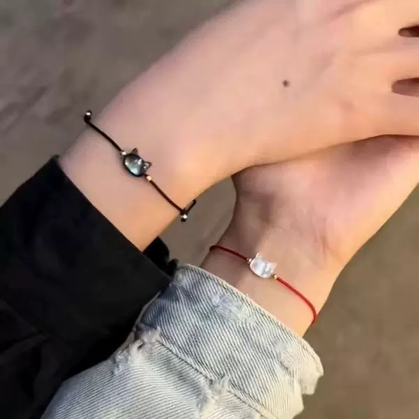New Cat Shell Bracelet Exquisite Niche Woven BFF Couple's Hand Rope Gift Simple Kitten